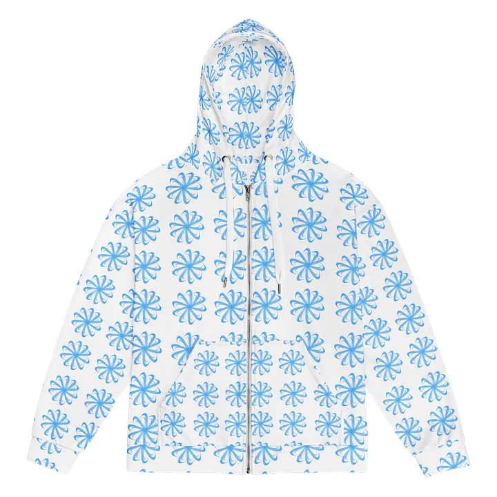 Blue Swirl Florals: Modernes Wirbel-Muster Vivid Recycled Unisex Zip Hoodie product image (1)