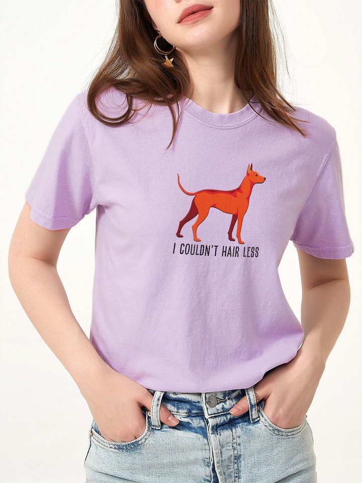 I Couldn't Hair Less T-Shirt(Embroidered) of a Mexican Hairless Dog/Xoloitzcuintli(Red) product image (1)