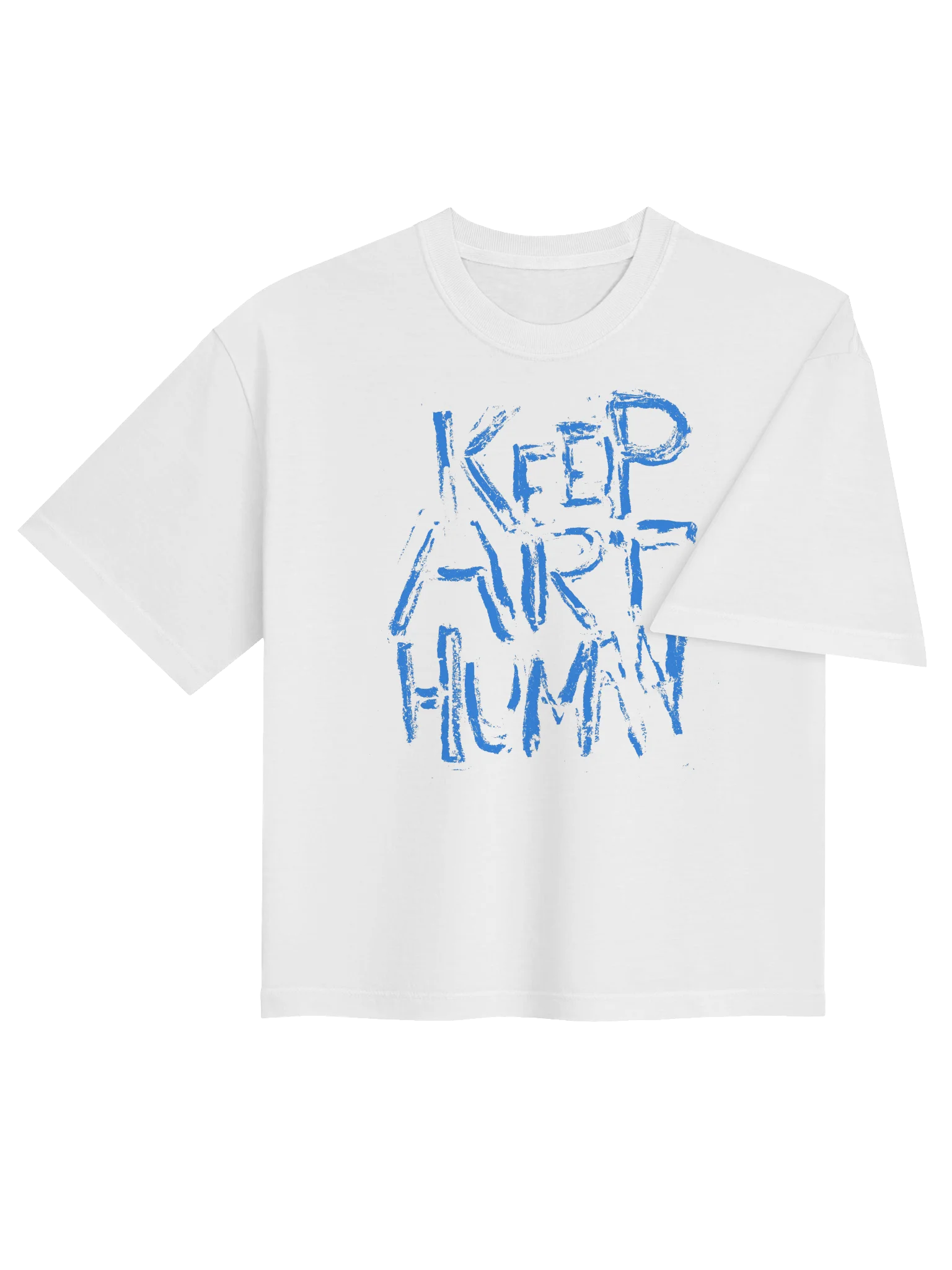 Keep Art Human – Hand Drawn White Boxy T-Shirt product image (4)