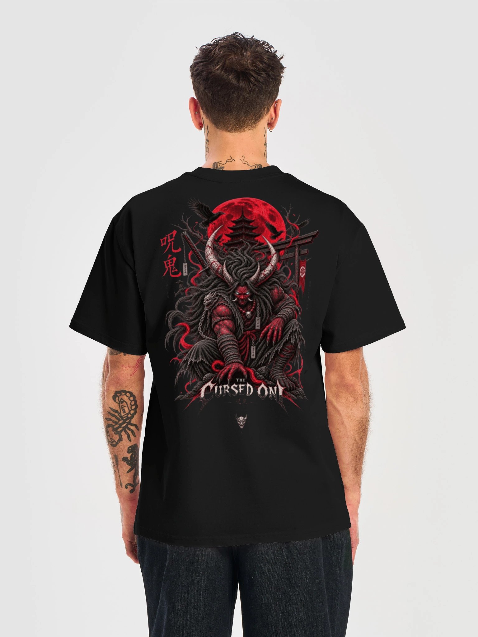 Cursed Oni – Japanese Demon Oversized Graphic T-Shirt | Dark Yokai Streetwear product image (2)