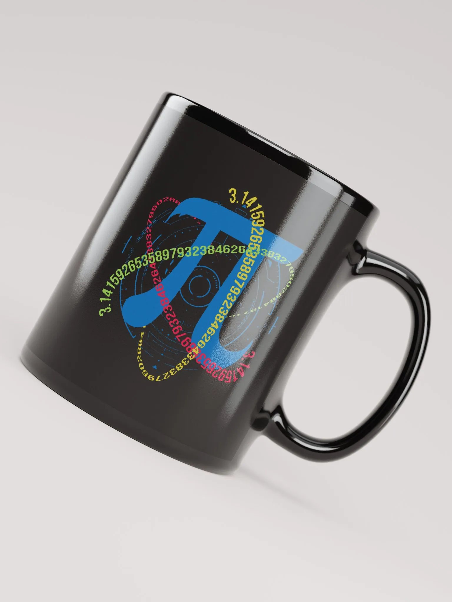 High Tech Pi Mathematical Number 3.1416 Black Mug product image (4)