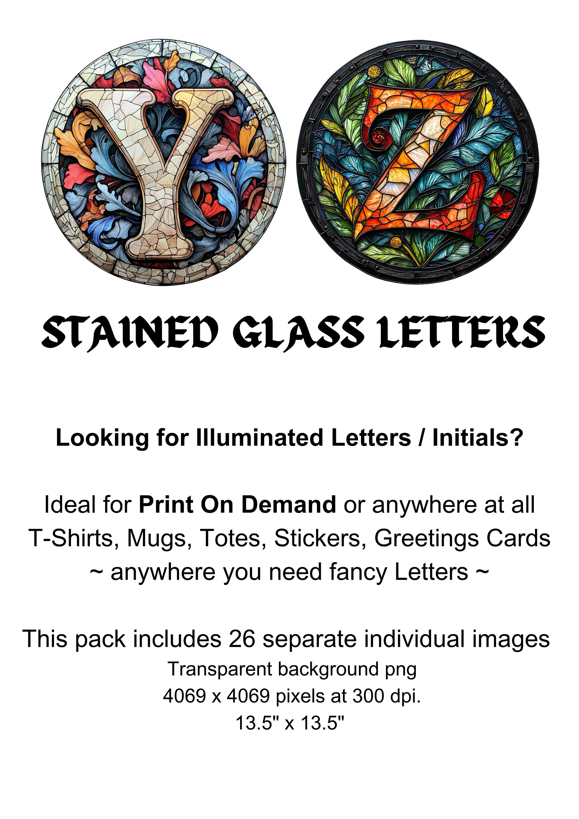 26 "Round Stained Glass Letters" Clipart Image Bundle product image (1)