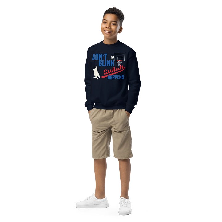 Basketball Cat (DON'T BLINK, Swish HAPPENS) - Unisex Youth Sweatshirt product image (2)