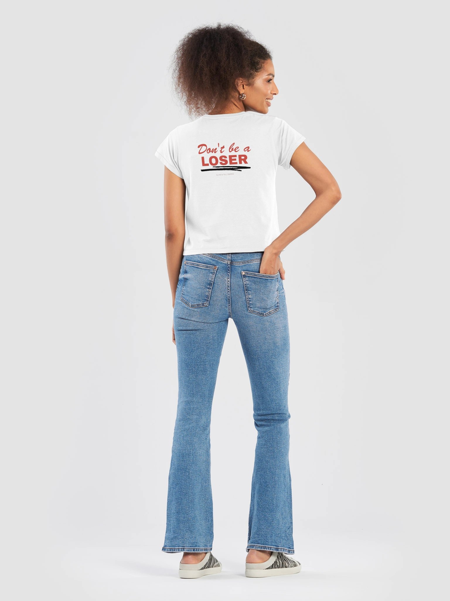 Don't be a LOSER white womens high waisted Tee product image (8)