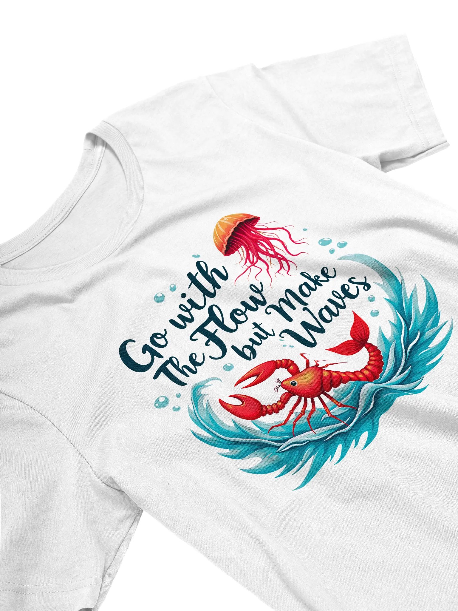 Go with the Flow, but Make Waves | Inspirational Lobster Ocean T-Shirt product image (4)