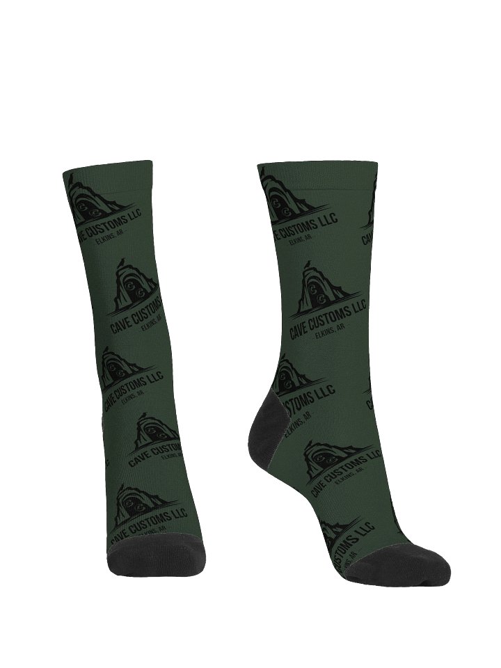 Cave Customs Dark Green Logo Crew Socks product image (2)