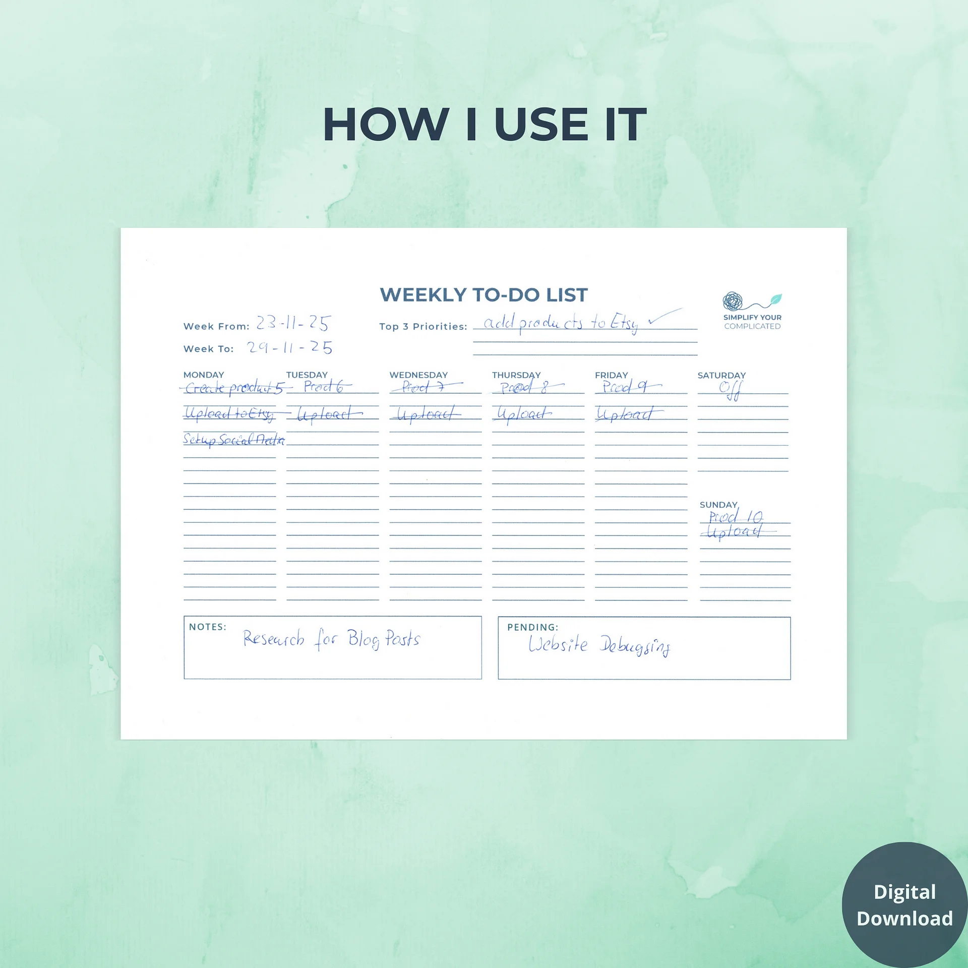 Weekly To-Do List Landscape product image (3)