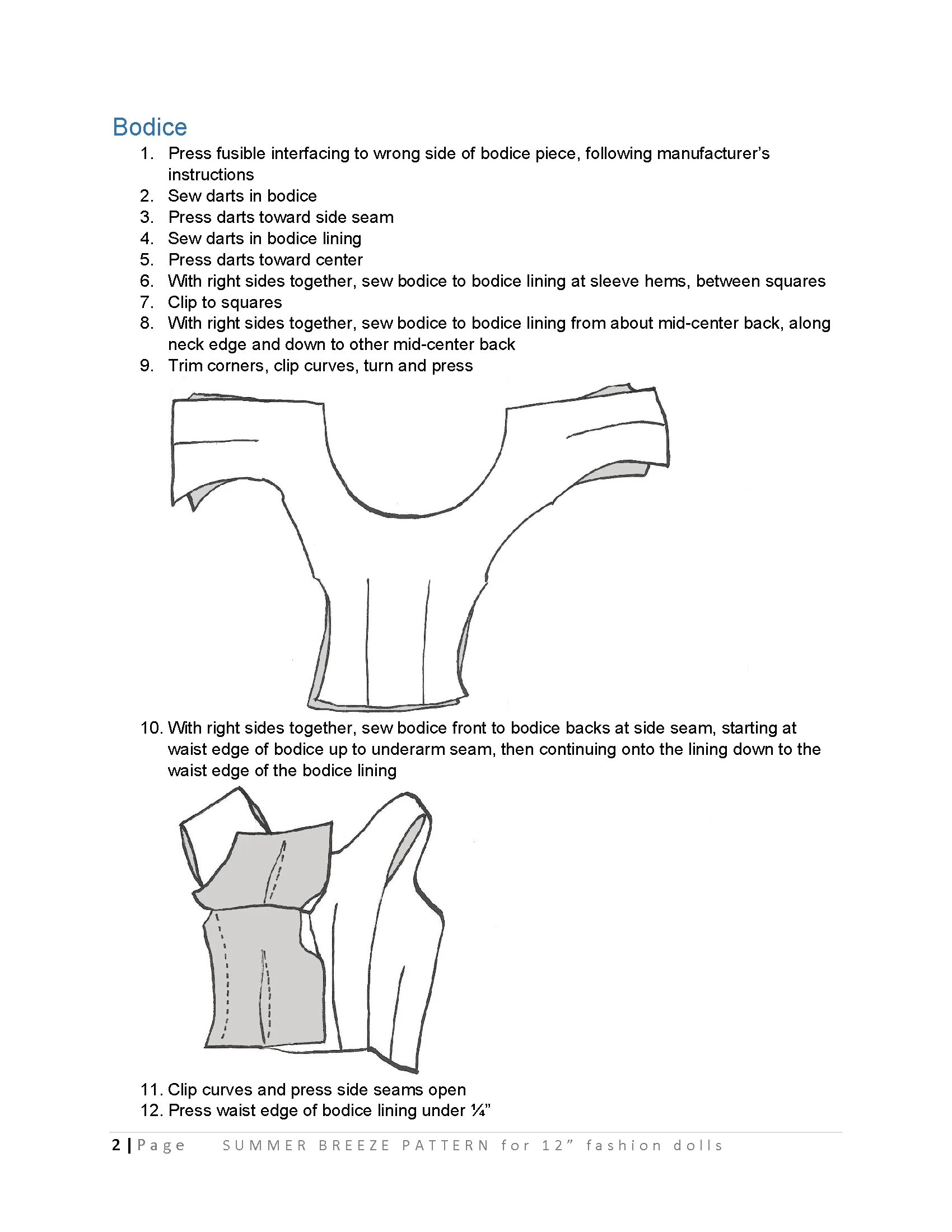 Summer Breeze sewing pattern for 12" fashion dolls product image (3)
