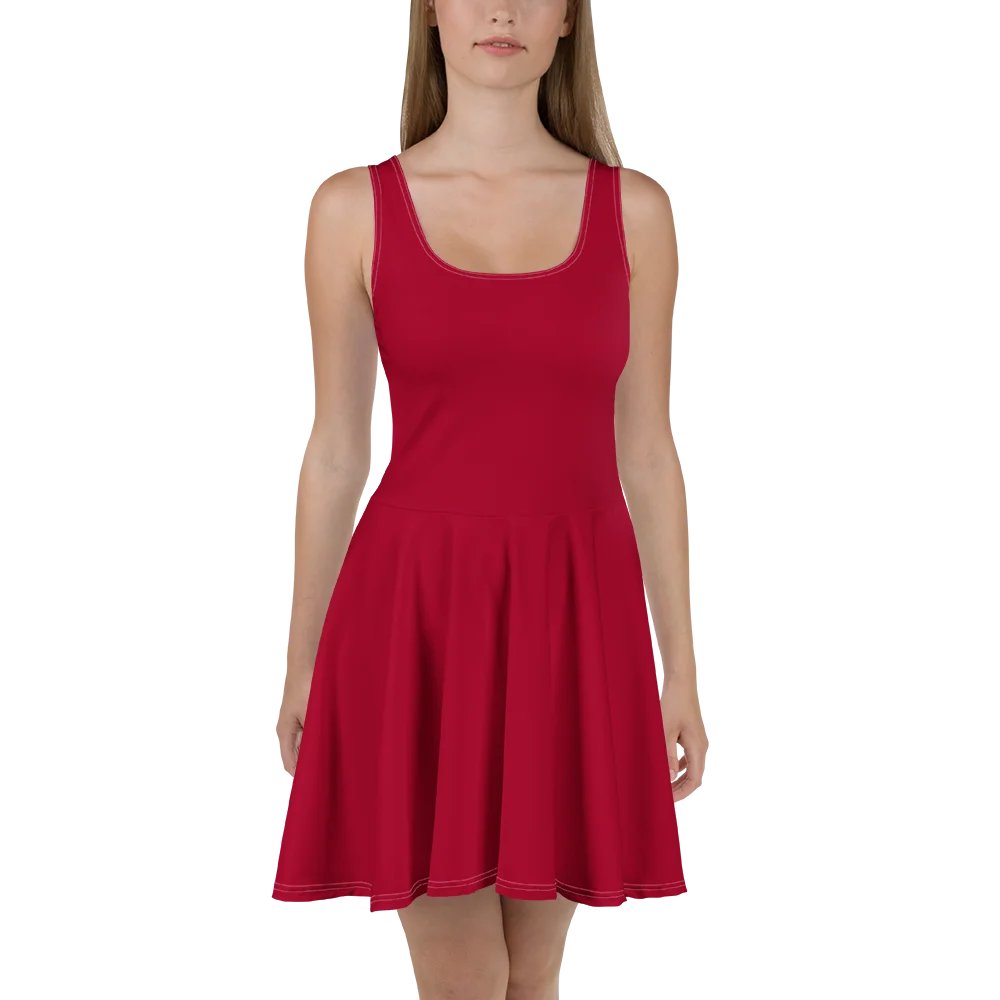 Vibrant Red All-Over Print Skater Dress product image (2)