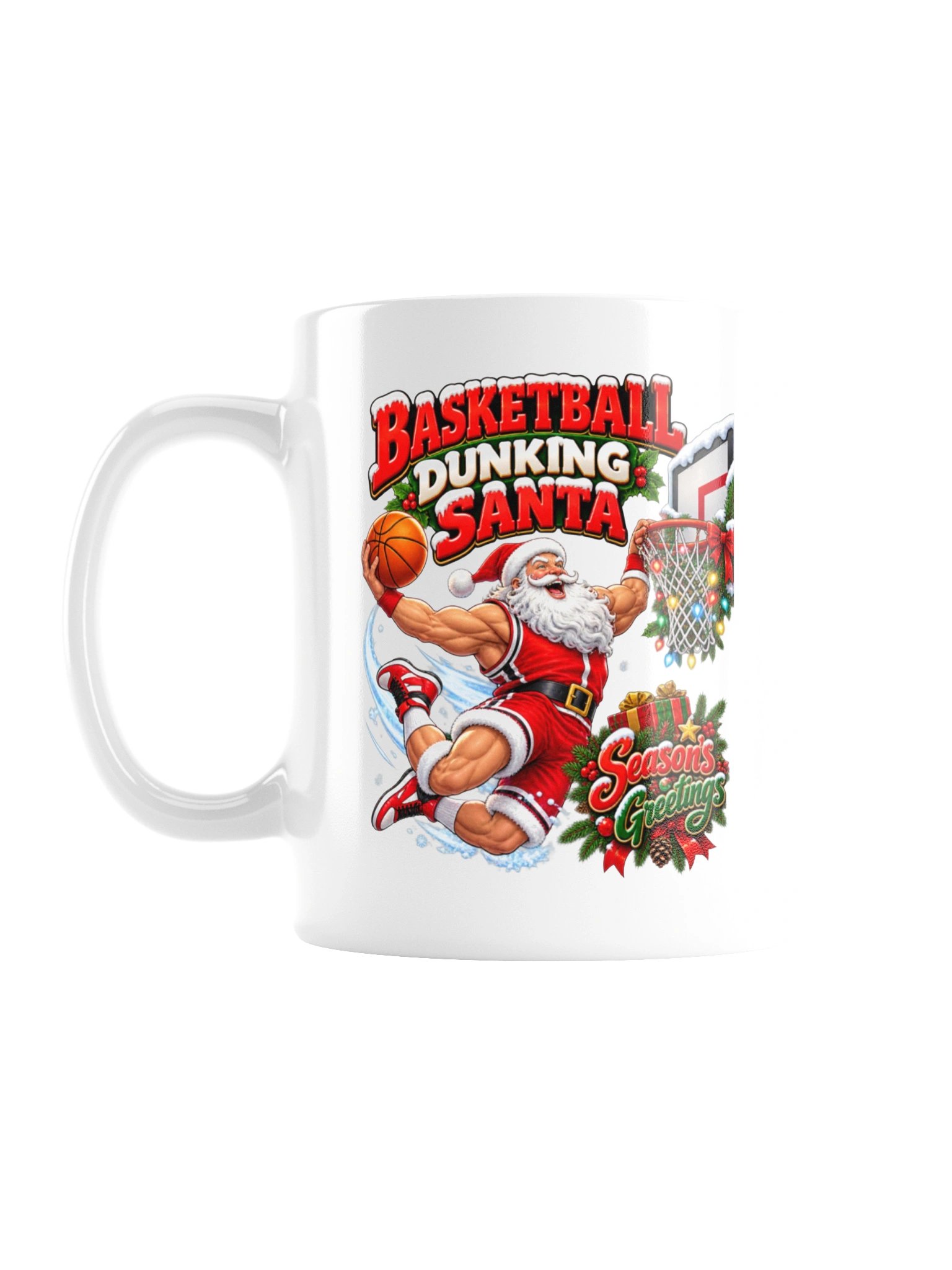 BASKETBALL DUNKING SANTA — SEASON’S GREETINGS! MUG product image (1)