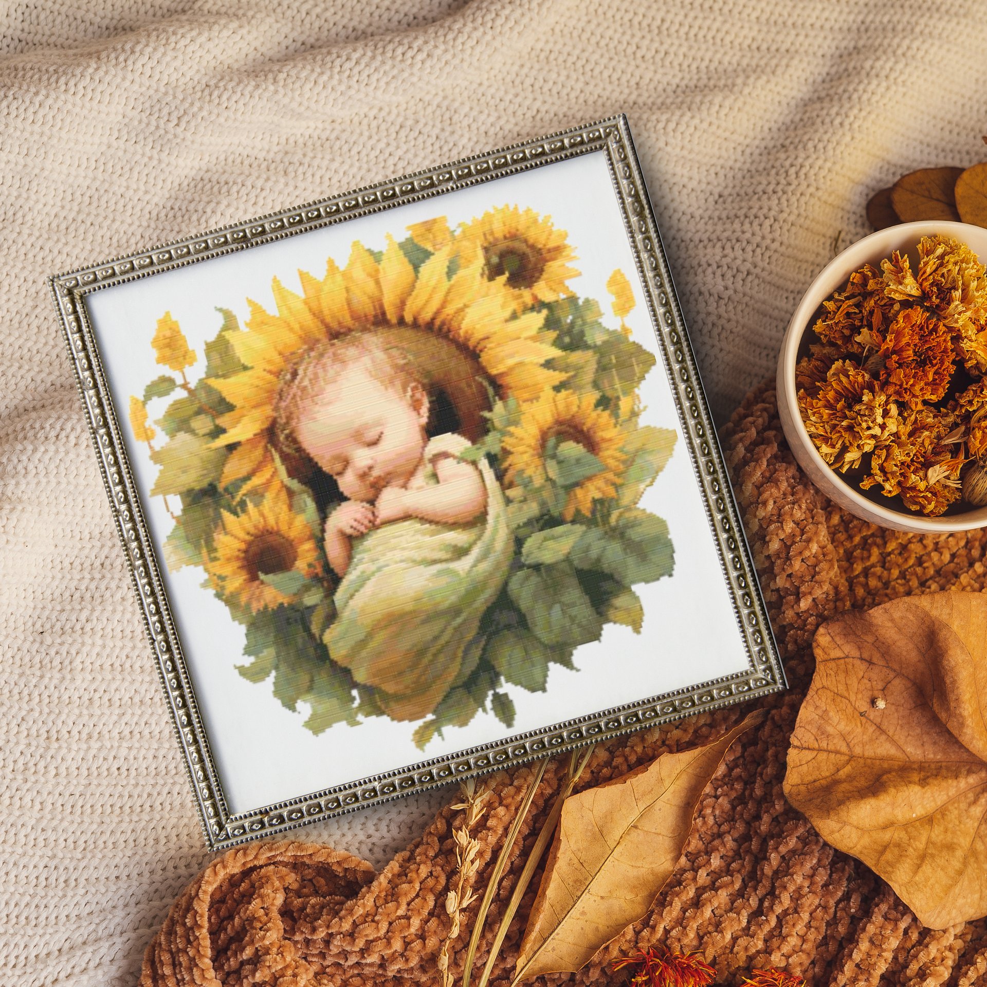 Baby Sunflower Angel Cross Stitch Pattern product image (6)