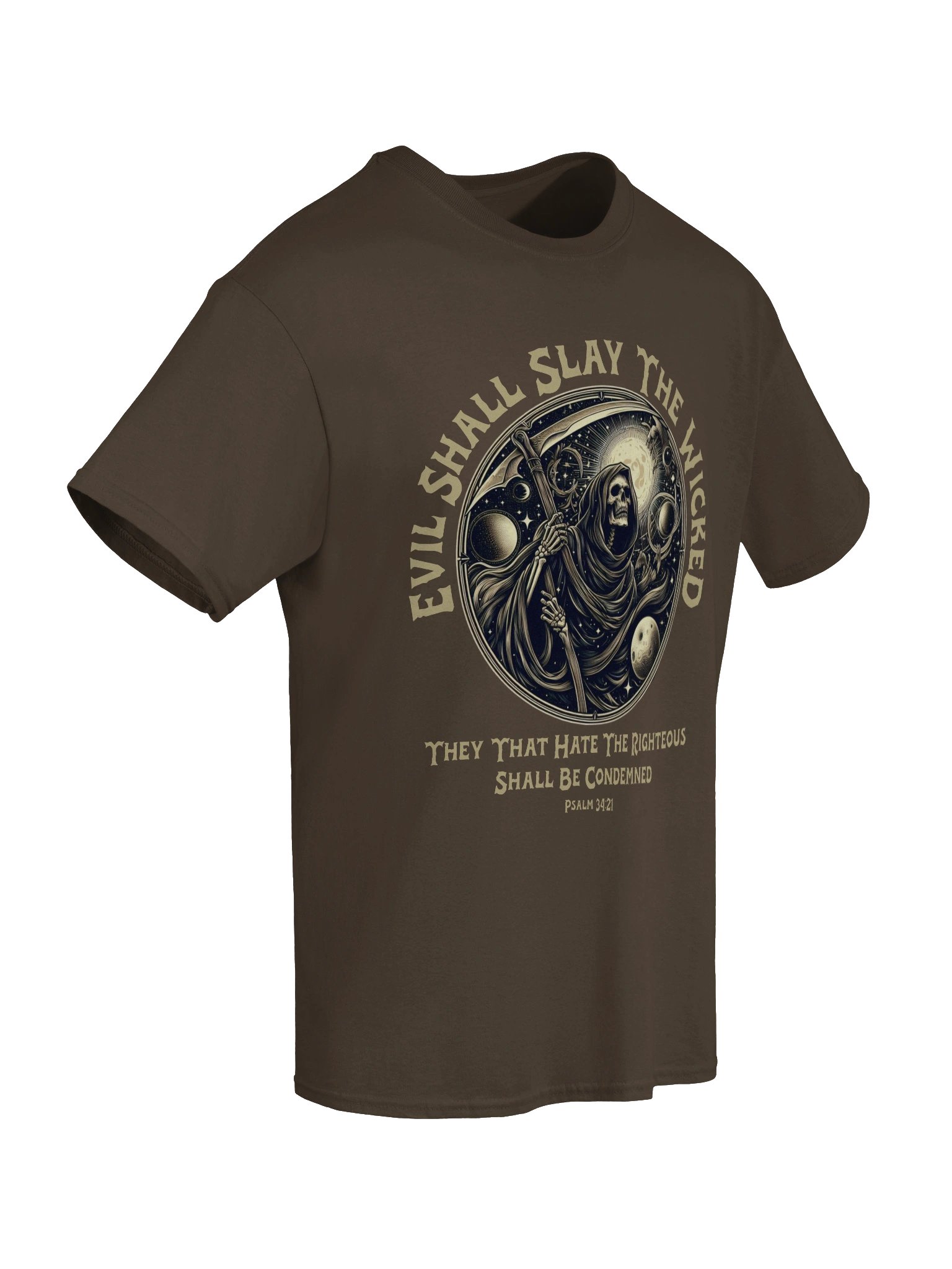 Evil Shall Slay The Wicked Tee - Bible Verse Psalm 34 Grim Reaper Christian T-Shirt product image (3)