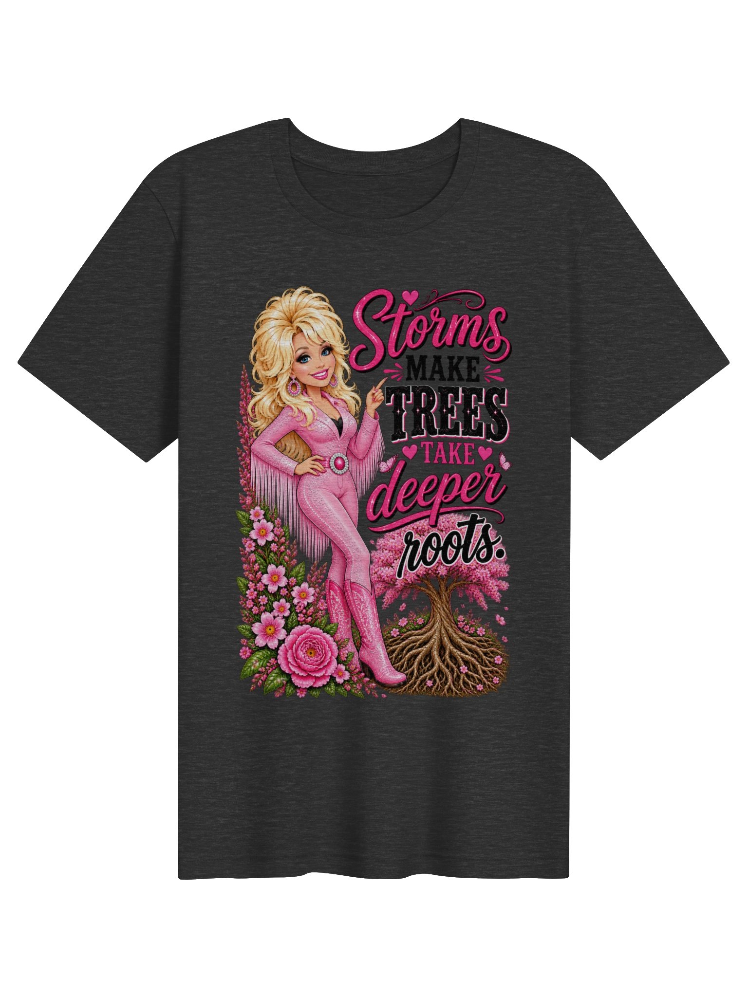 Storms Make Roots Deeper Pink Floral Tee product image (2)