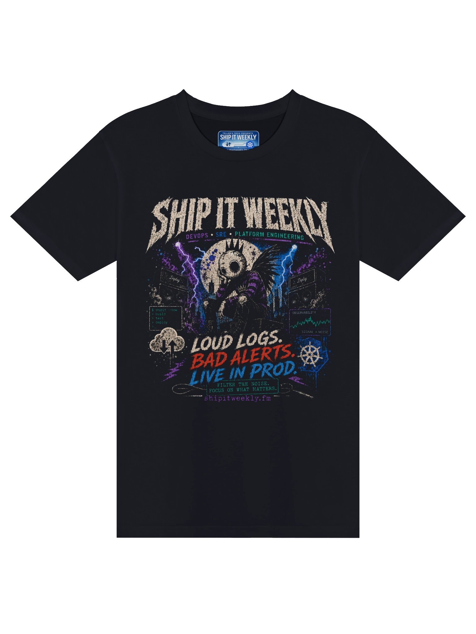 Loud Logs, Bad Alerts, Live in Prod | Ship It Weekly DevOps Tee product image (9)
