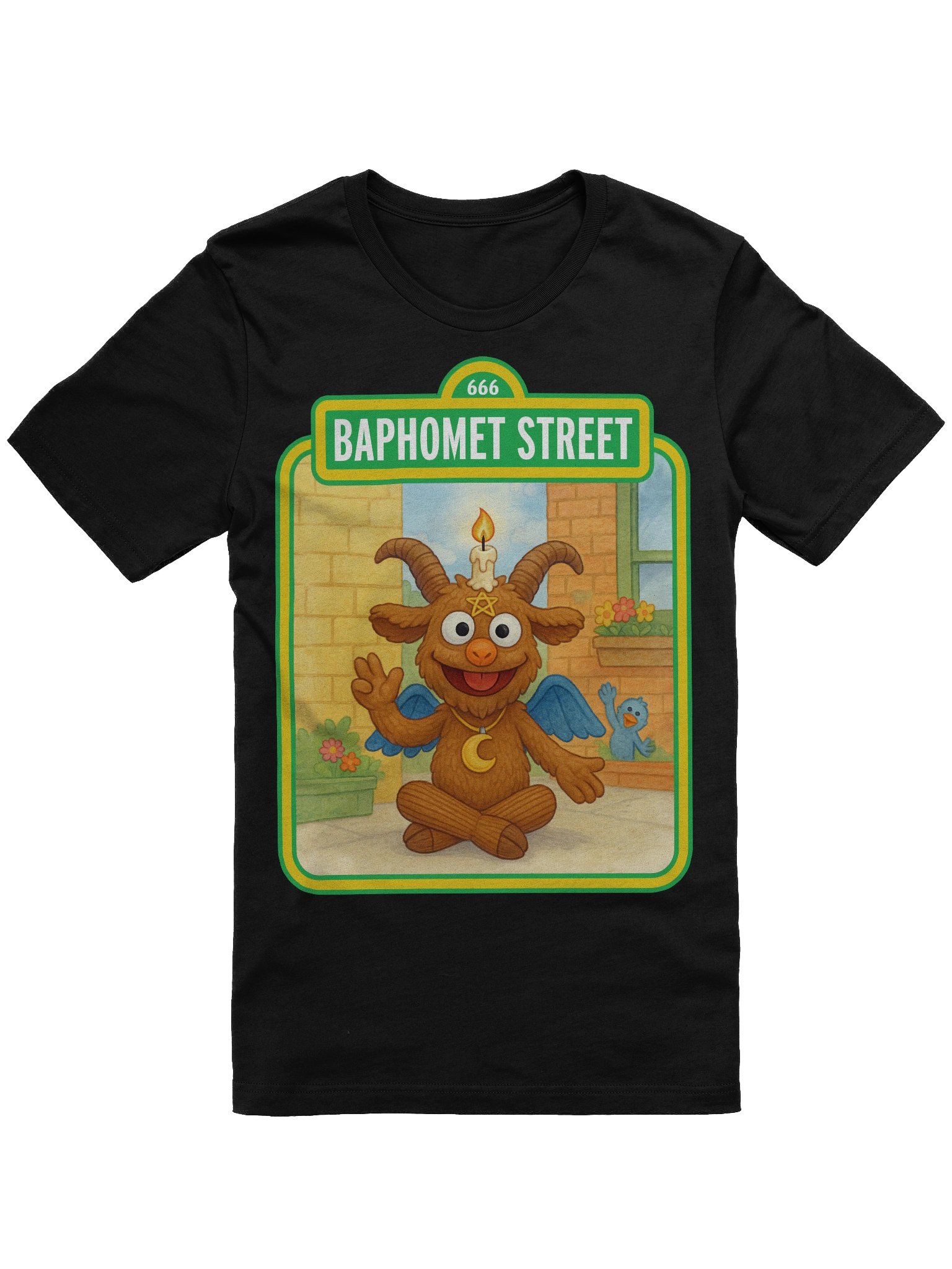 Baphomet Street: Where Horns Meet Hugs Parody Tee product image (2)