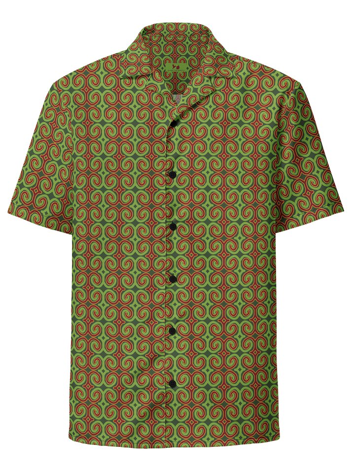 Red & Green Christmas Swirl Oversized Button-Down Shirt product image (1)