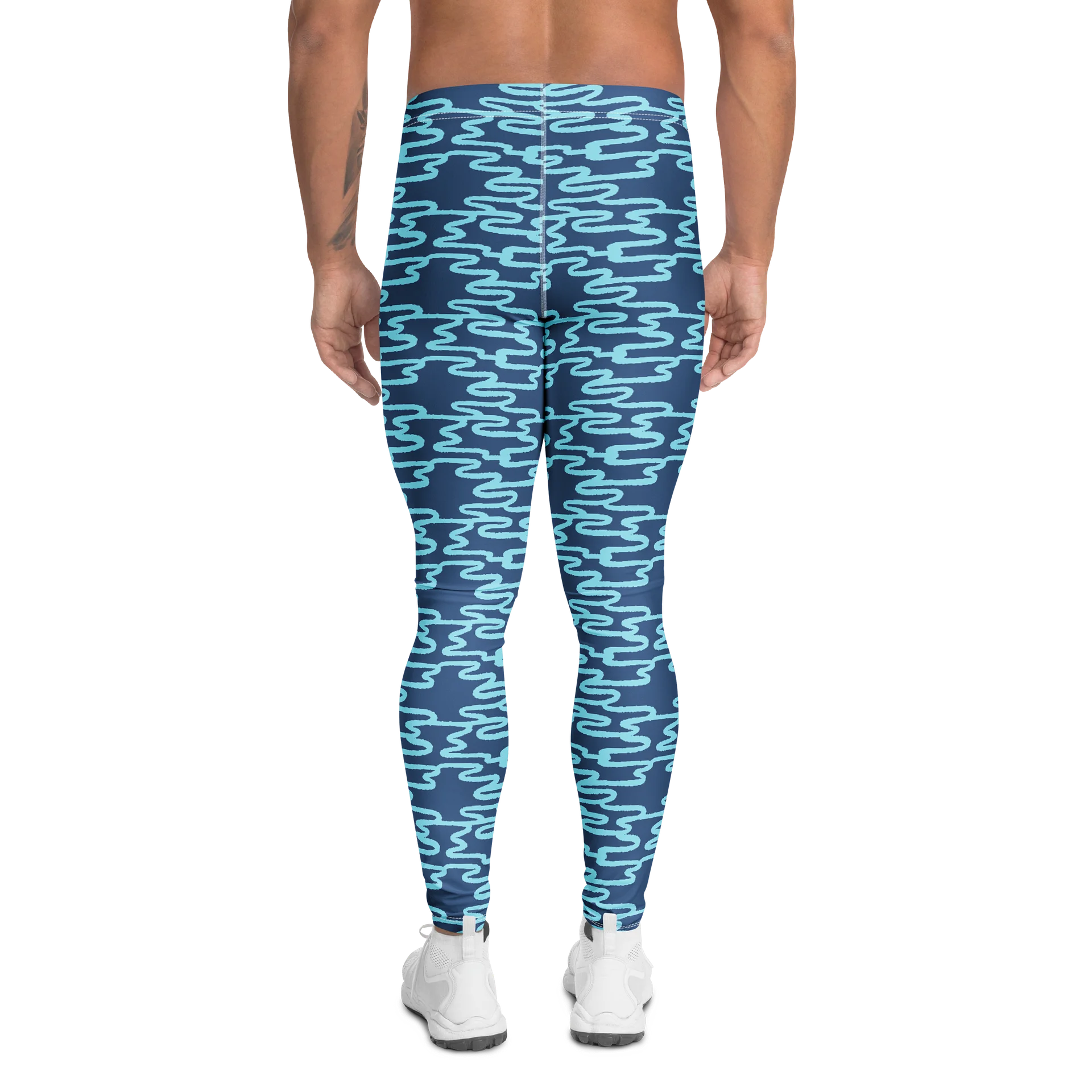 Wavy Lines Pattern Men's Leggings for Active Wear product image (2)