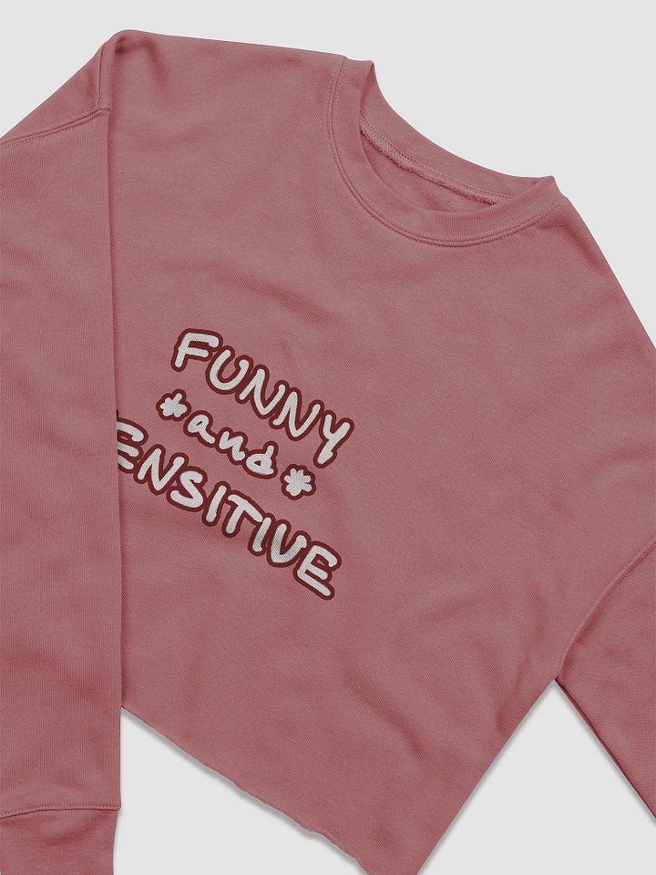 FUNNY *and* SENSITIVE (lined design, #6D1616) women’s fleece crop sweatshirt product image (17)