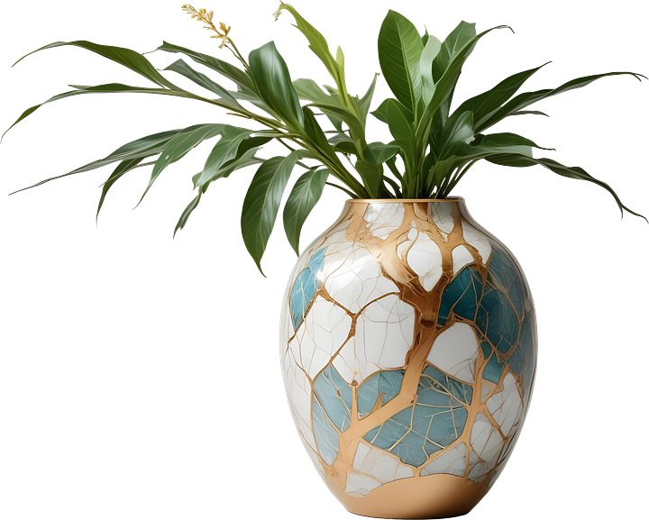 Golden Forest – Vase Tree of Life Kintsugi gold repair png product image (1)