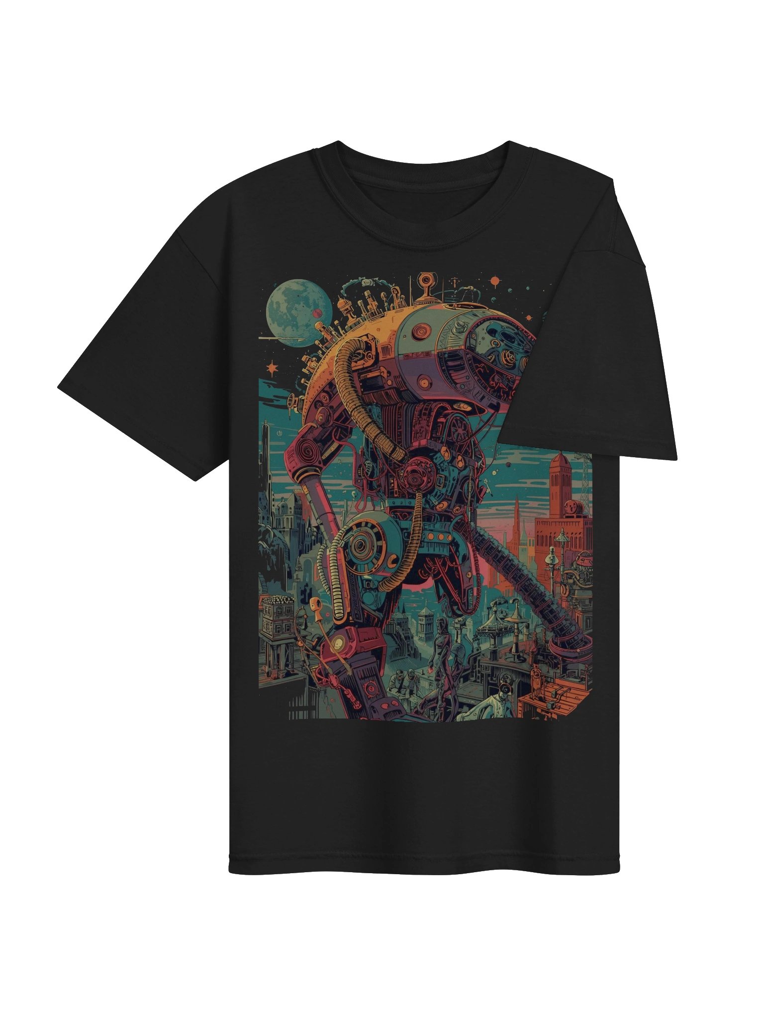 Steampunk Robot Cityscape Heavyweight T-Shirt product image (7)