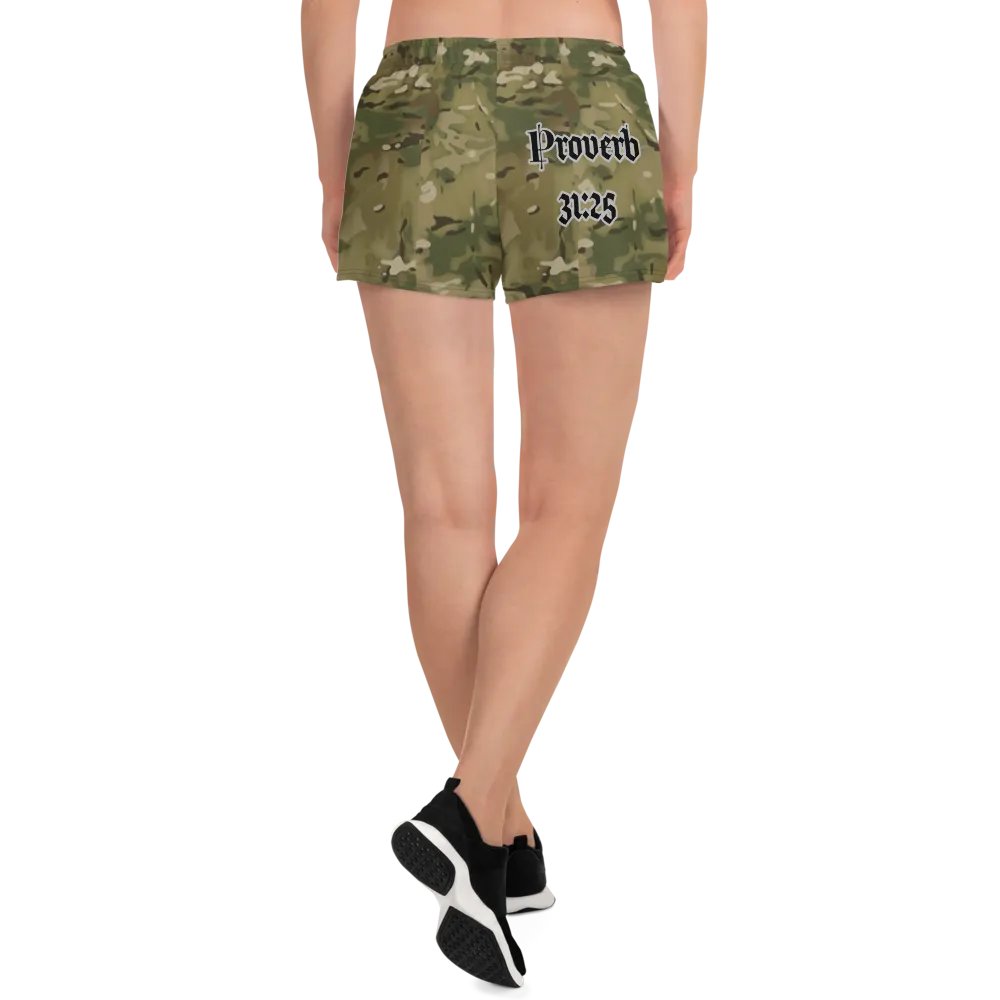 Faithful Camo: Proverb 3:25 Motion Women's Athletic Shorts - Multicam product image (5)