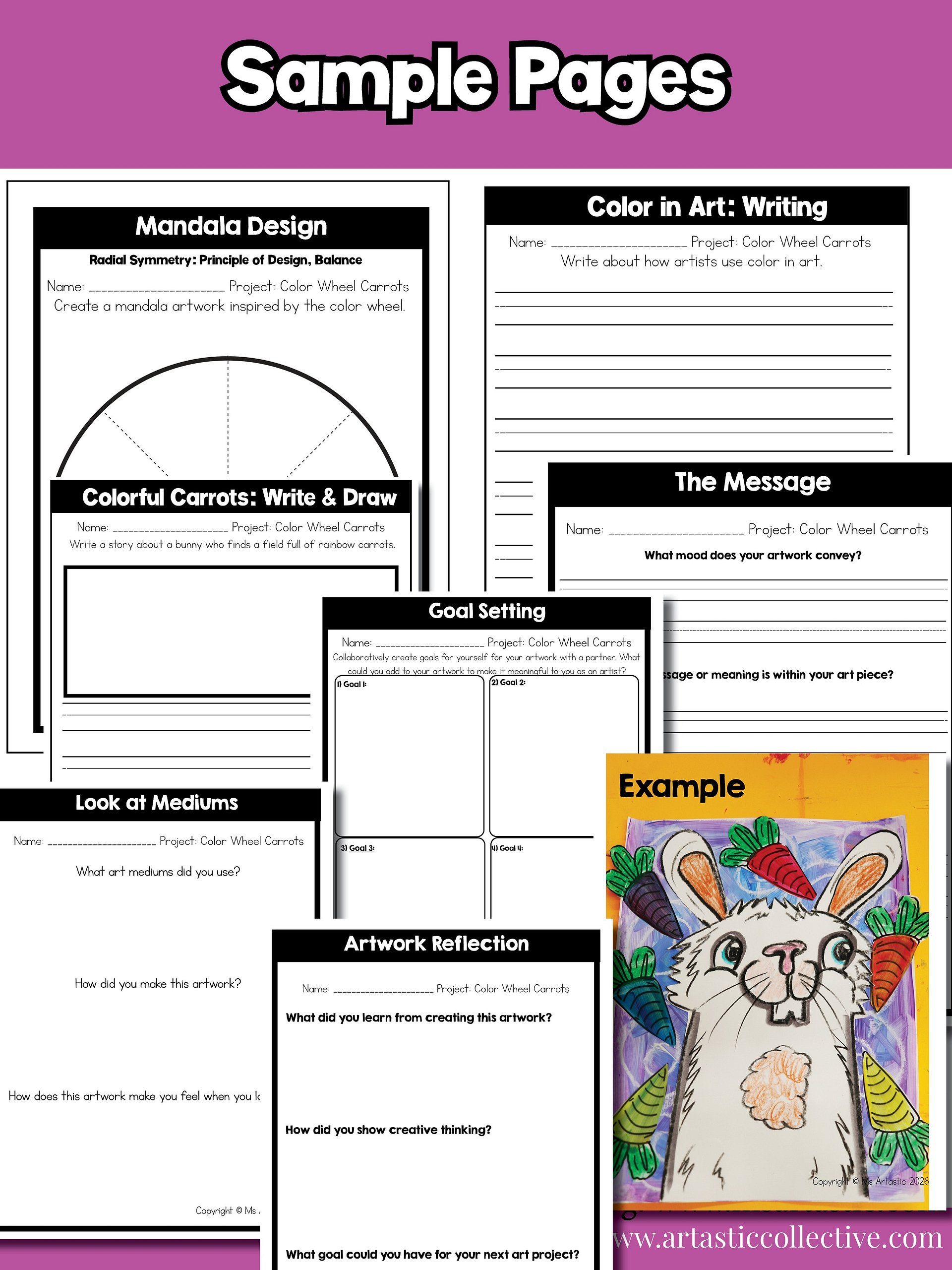 Color Wheel Art Lesson 2nd Grade Element of Art Project Colors Bunny Art Project product image (11)