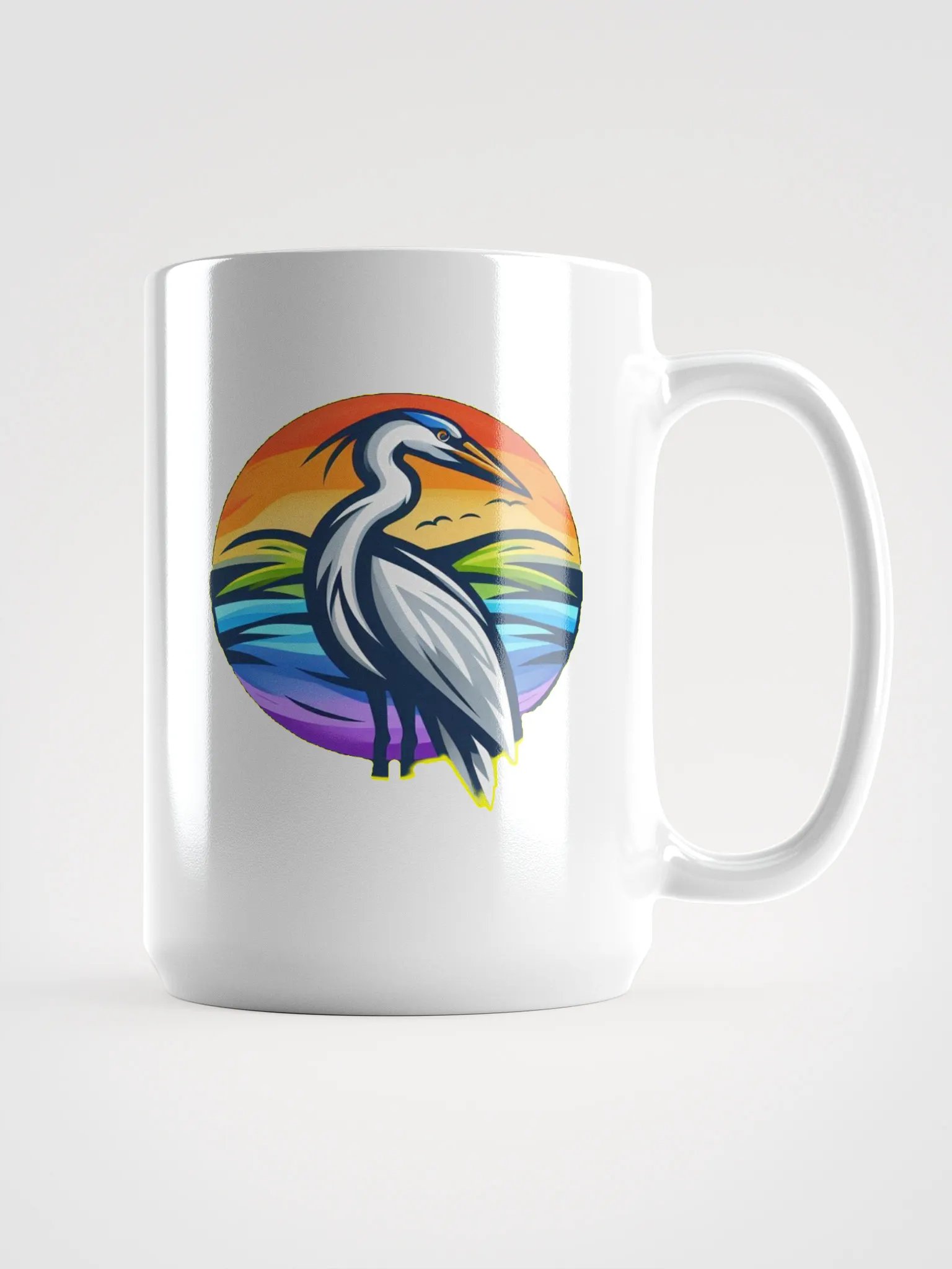 Sunset Heron White Glossy Mug product image (1)