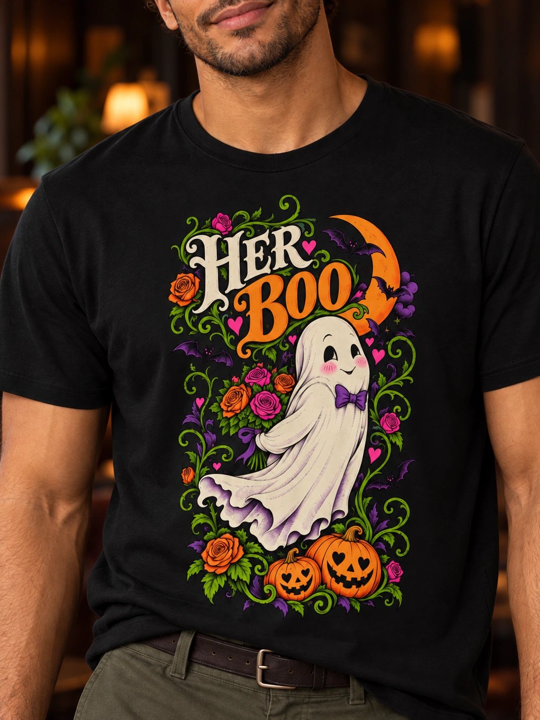 Couples Halloween T-Shirt – Her Boo Ghost product image (1)