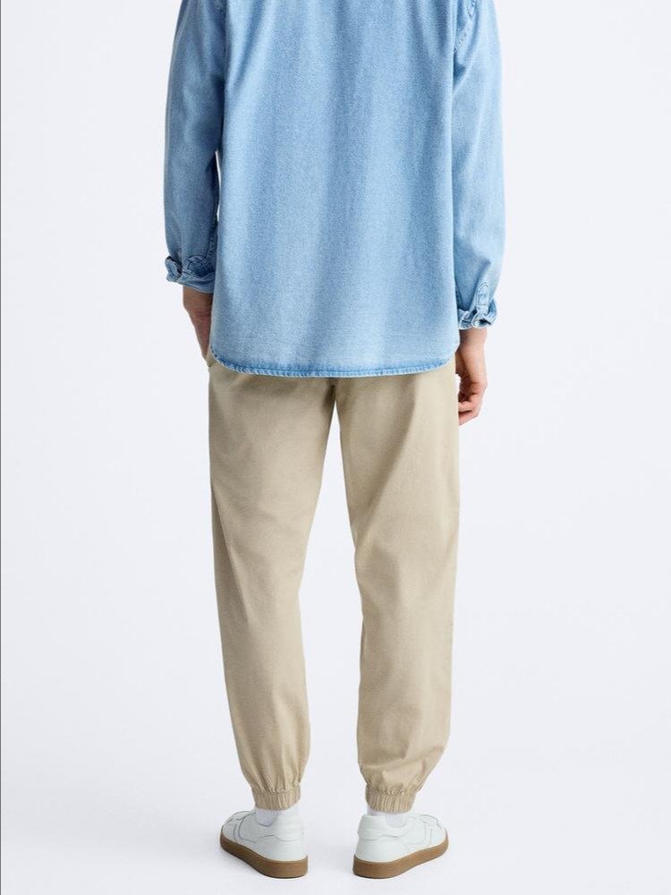 POPLIN JOGGER WAIST TROUSERS product image (7)