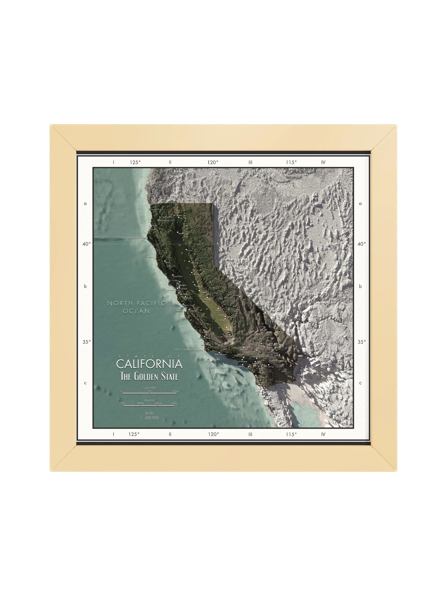 California - Framed High Resolution Map product image (1)