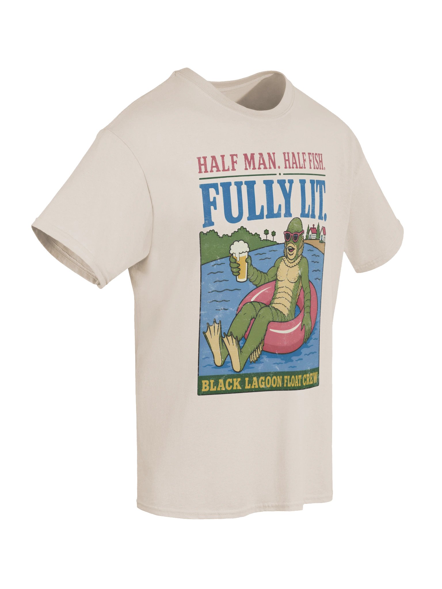 Funny Lake Drinking Shirt – Half Man Half Fish Fully Lit Tee product image (26)