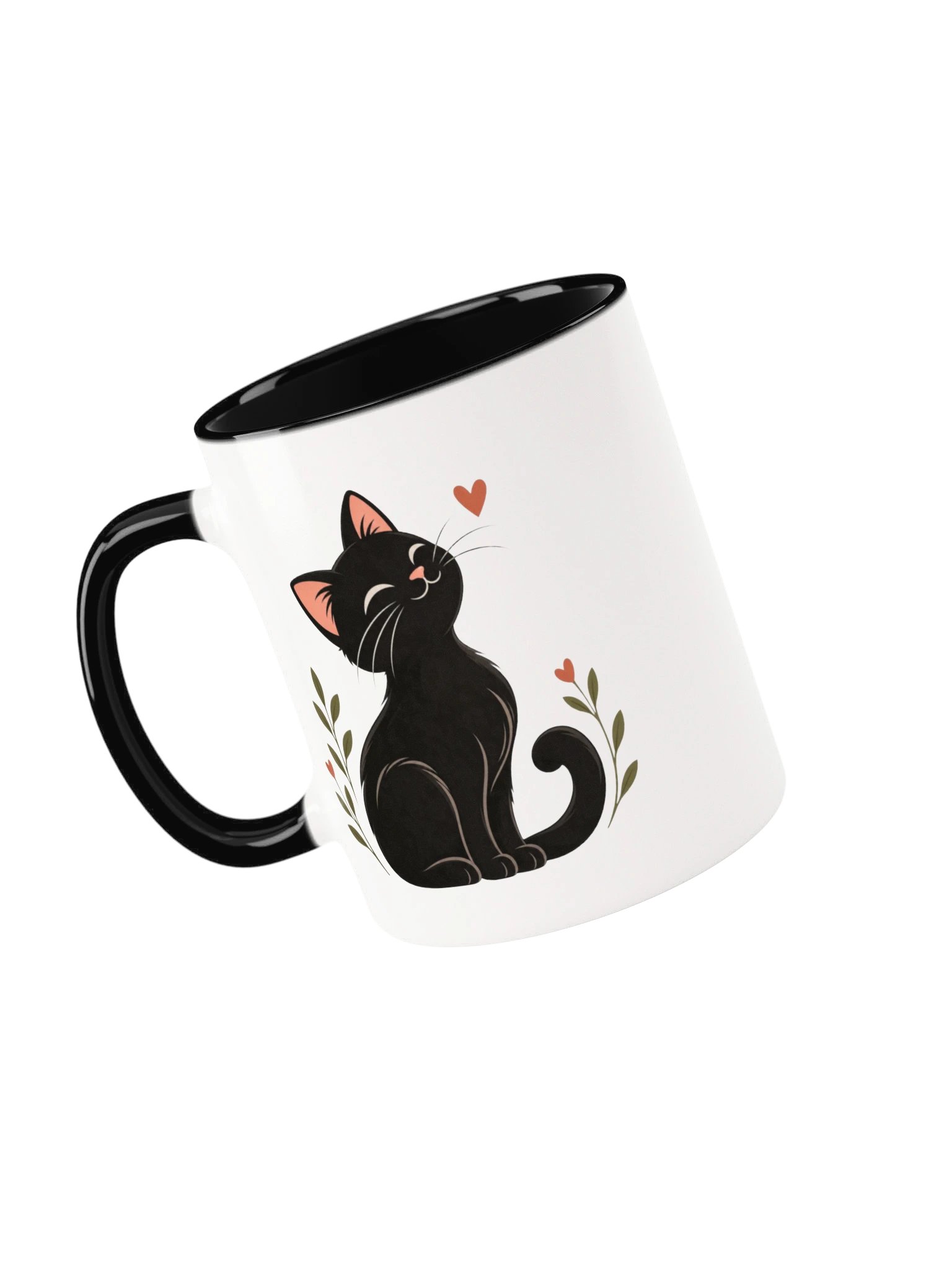 Black Cat Ceramic Mug | Cute Minimalist Cat Coffee Cup & Gift product image (3)
