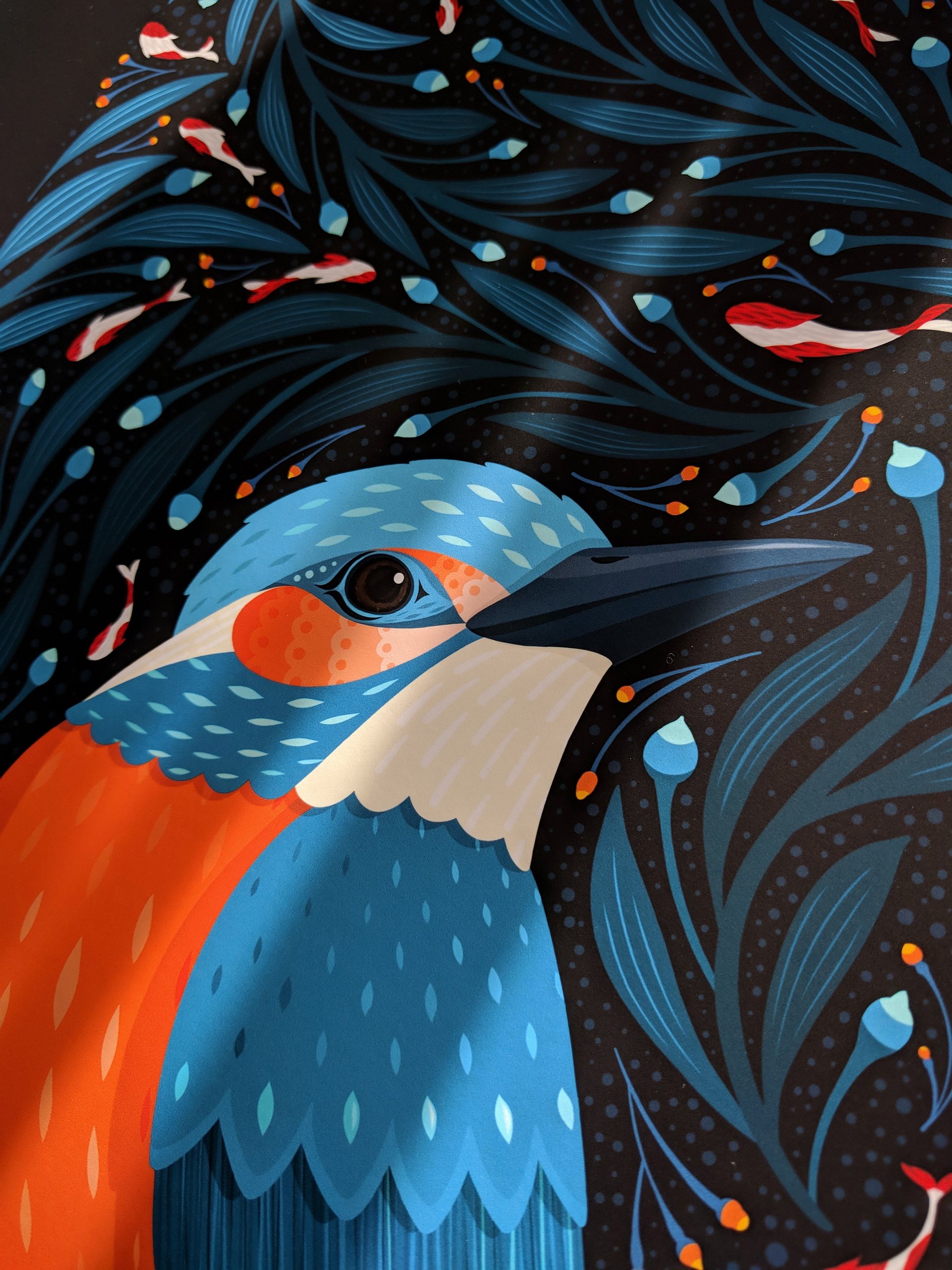 Kingfishers by a Pond - Bird Art Print product image (2)