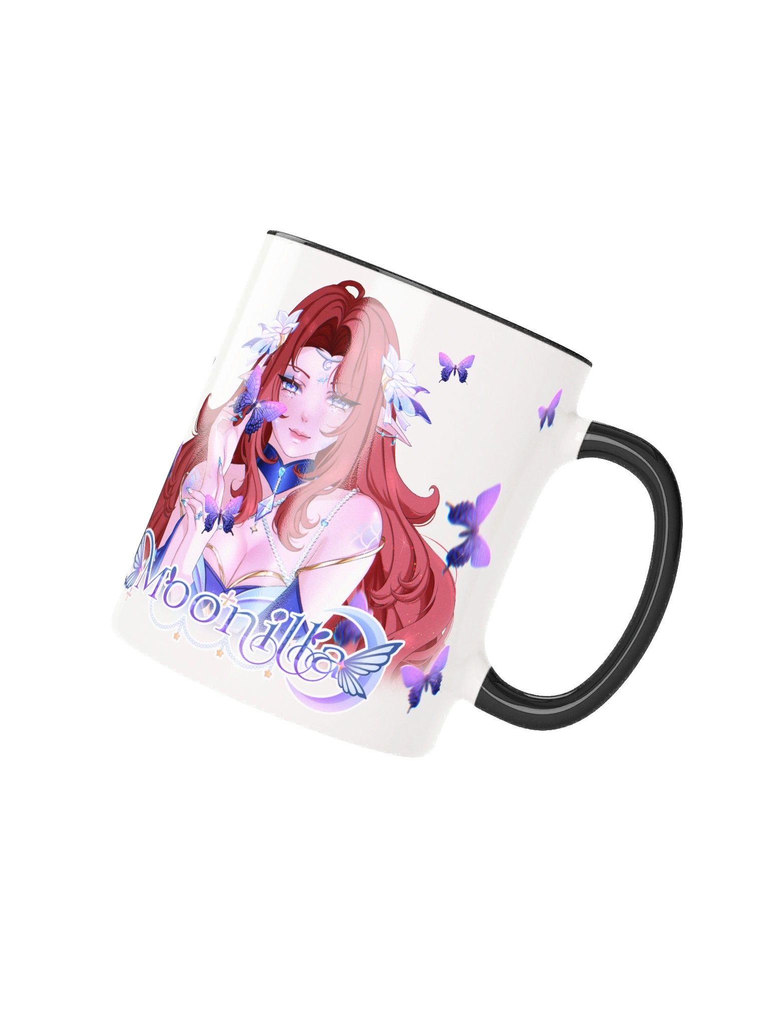 Moon Mermaid Butterfly Dream Mug (Colored Inside, Left Handed) product image (16)