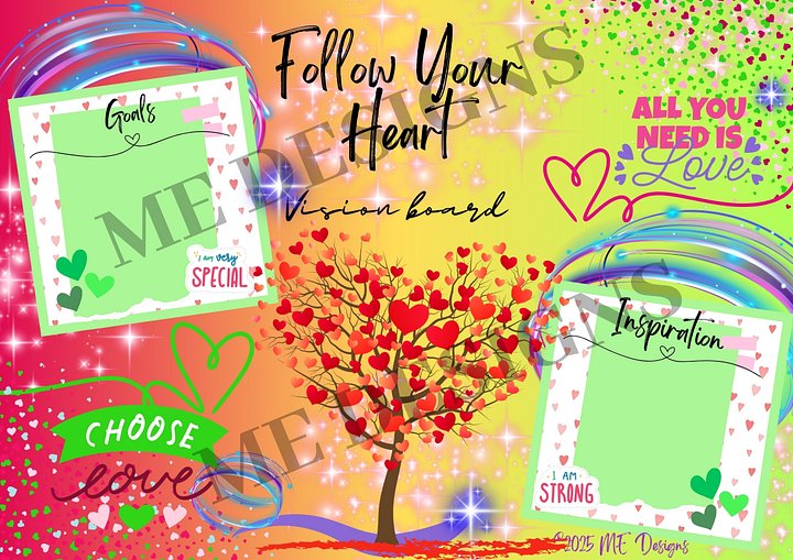 Follow Your Heart Digital Vision Board PDF Download - Trust Your Inner Compass ❤️✨ product image (1)