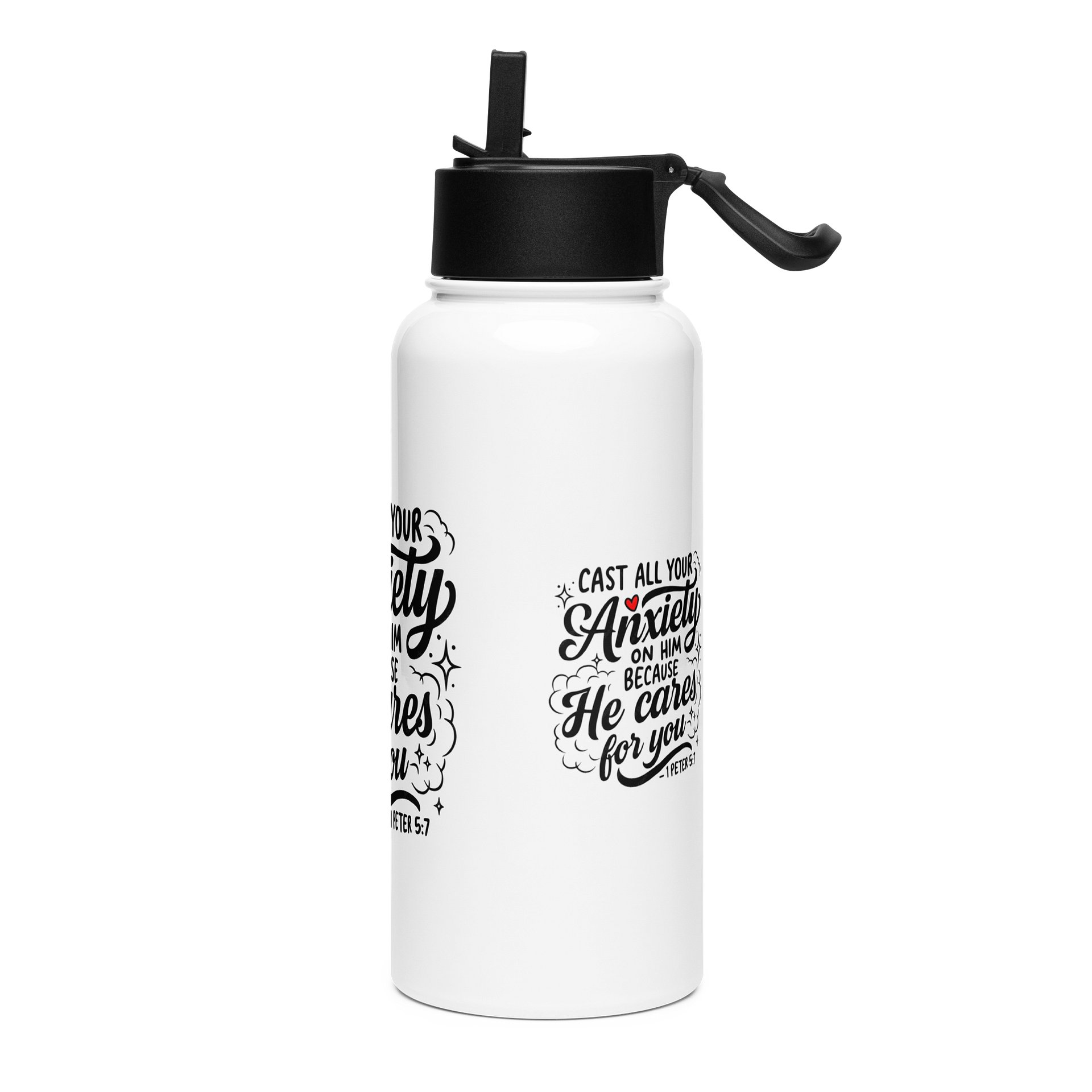 Cast All Your Anxiety Stainless Steel Insulated Water Bottle — 1 Peter 5:7 product image (3)
