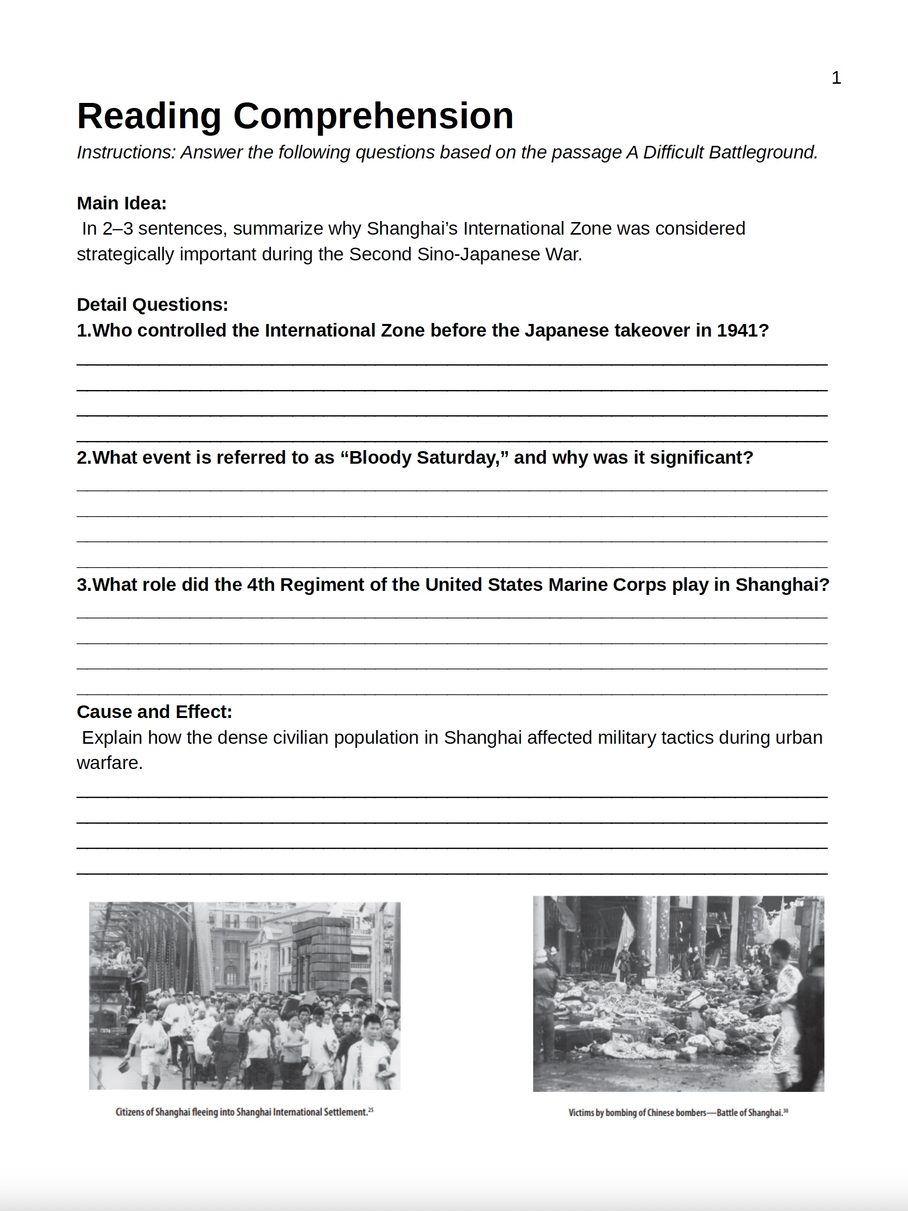 Shanghai's International Zone ELA Workbook product image (2)