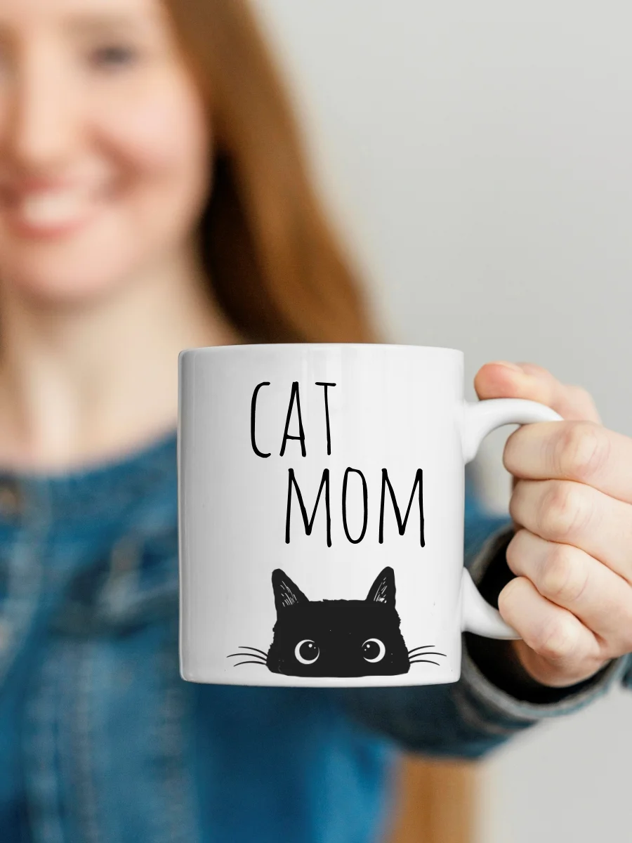 White Ceramic Cat Mom Mug product image (1)