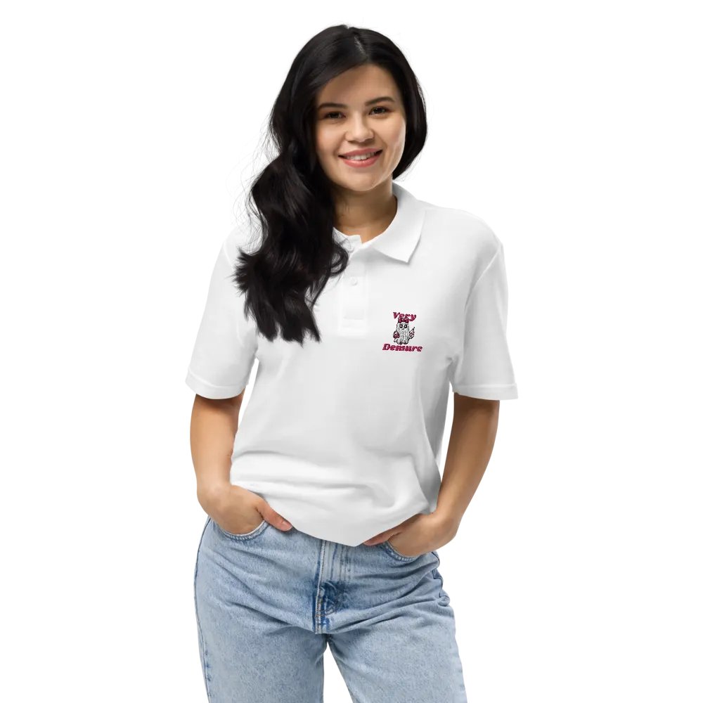 Very Demure Cute Ghost Embroidered Relaxed Fit Cotton Polo Shirt product image (2)