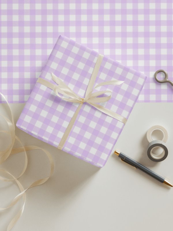 Soft Lavender Gingham Gift Wrap Set (Set of 3) product image (1)