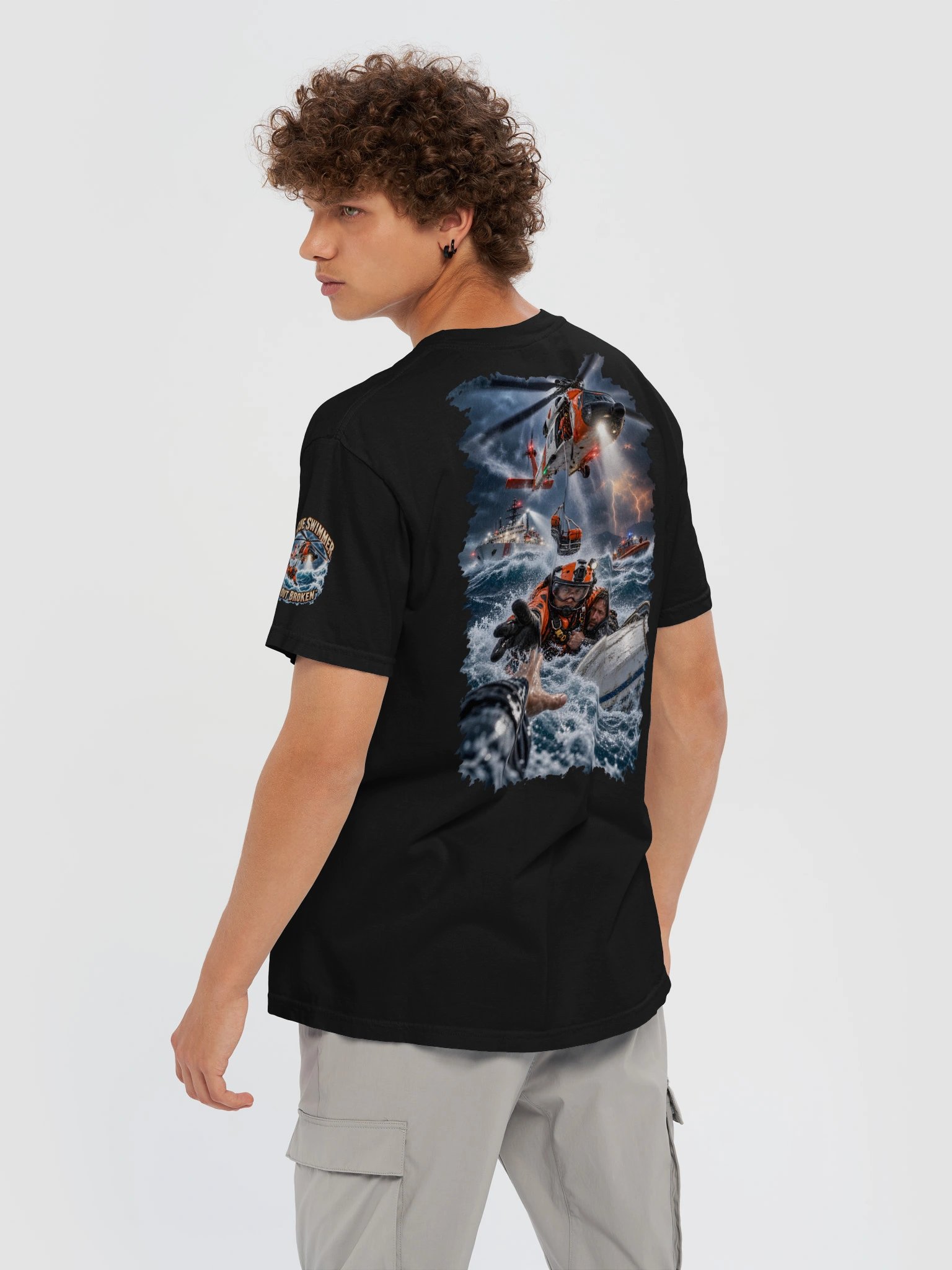 Into the Storm. Bring Them Home. Coast Guard Rescue Swimmer T-Shirt | FLAT OUT BROKEN™ product image (8)