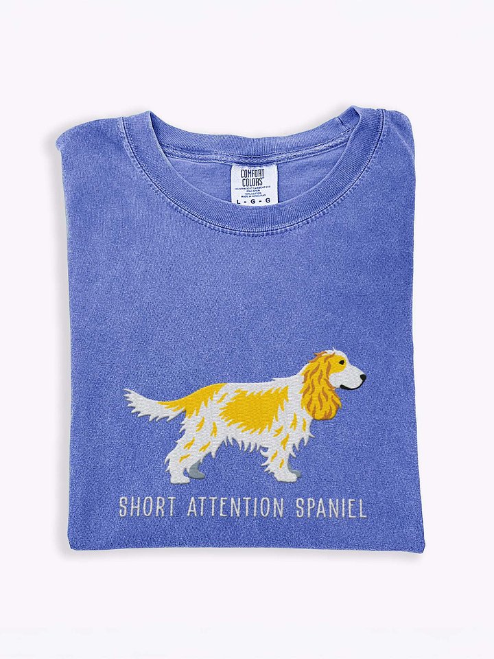 Short Attention Spaniel T-Shirt(Embroidered) of an English Cocker Spaniel(Lemon & White) product image (1)
