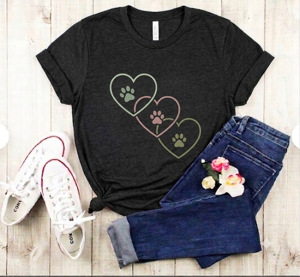 Dog Mom Heart Paw T-Shirt for Women | Cute Dog Lover Graphic Tee | Paw Print Heart Shirt | Pet Mom Gift product image (5)