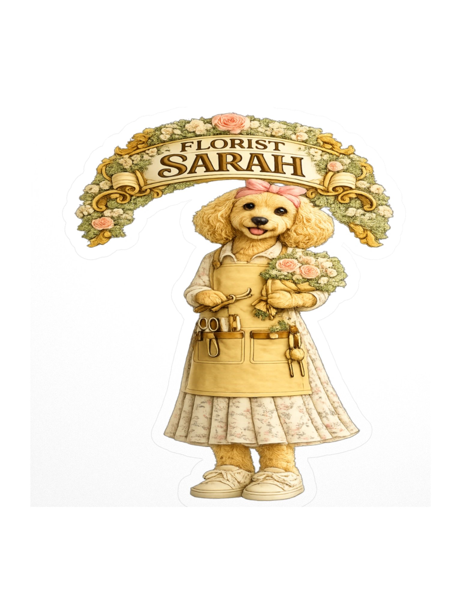Florist Sarah Dog Kiss Cut Sticker product image (1)