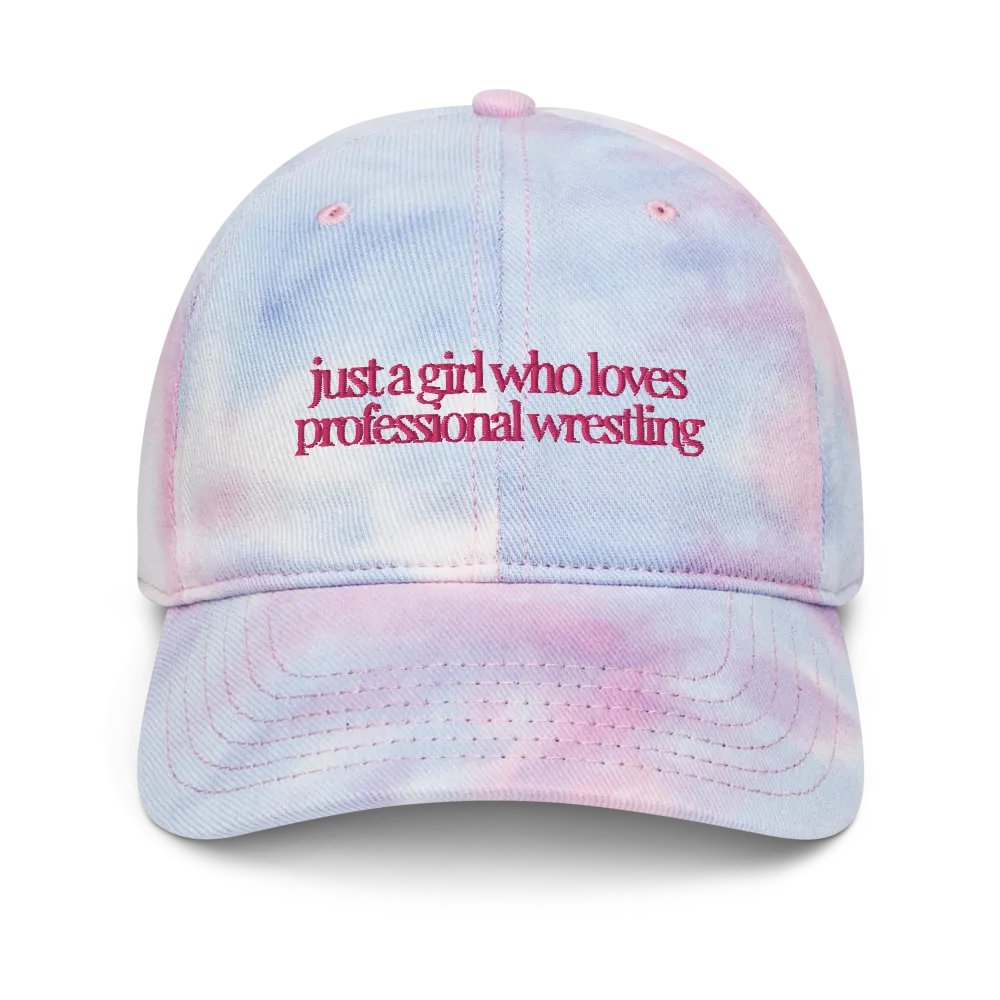 Just A (Wrestling) Girl Embroidered Tie Dye Dad Hat - Pink Font product image (1)