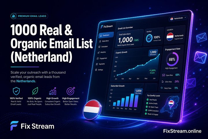 1000 Real & Organic Email List (Netherland) product image (1)