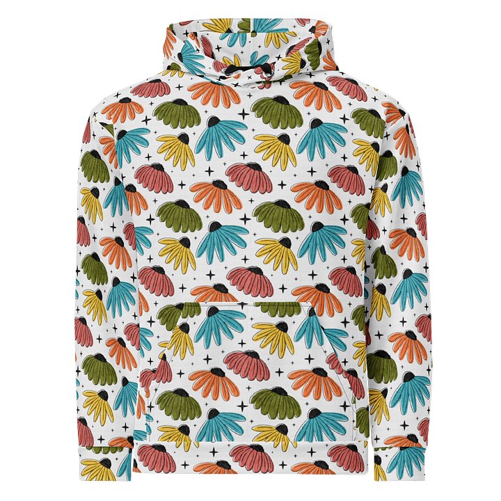 Retro Halftone Coneflowers Unisex Cotton Hoodie product image (1)