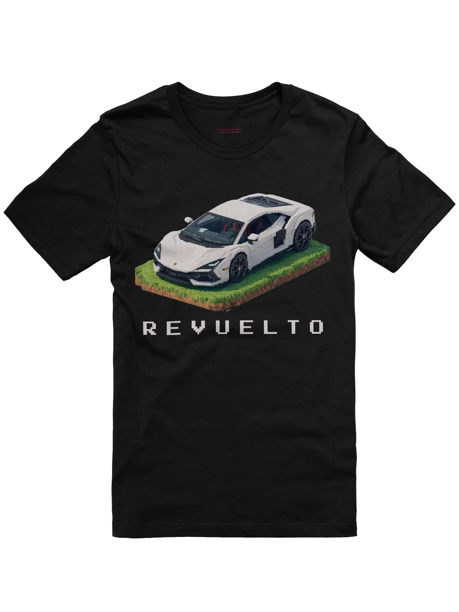 White Lamborghini Revuelto Voxel Art Shirt (Pixel, Retro, Minecraft) product image (1)