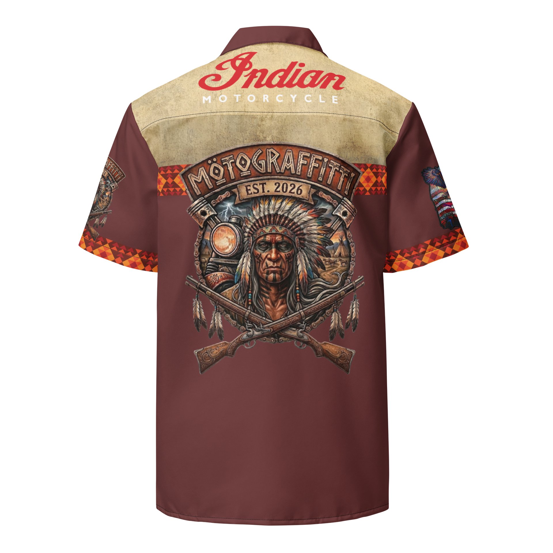 MötoGraffitti Indian Motorcycle Club Shirt Vintage Bergundy product image (2)