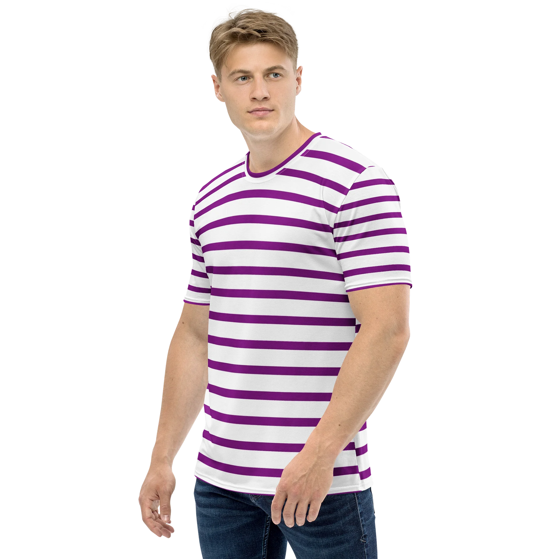 T-shirt Unisexe Marinière Mauve product image (3)